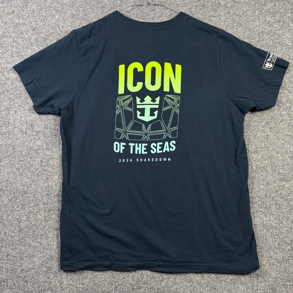 Royal Caribbean Icon of the Seas T-Shirt Youth XL Navy 2024 Shakedown Cruise Tee
